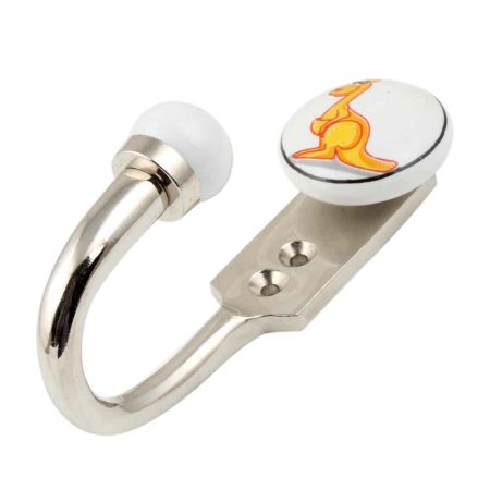 Orange Kangaroo Ceramic Flat Hook